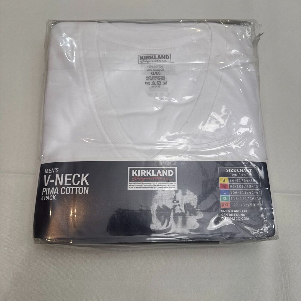 Kirkland V-Neck Undershirts LOT of 6 Size XL Athletic Wear PIMA Cotten NEW